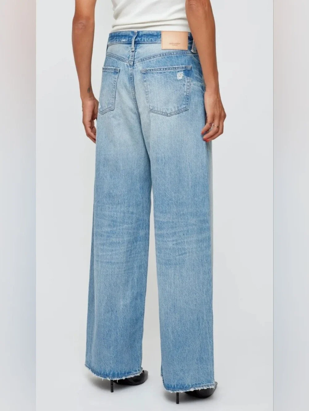 NWT Moussy Vintage MV Lowell Super Wide Pants Light Blue Women's Size 26